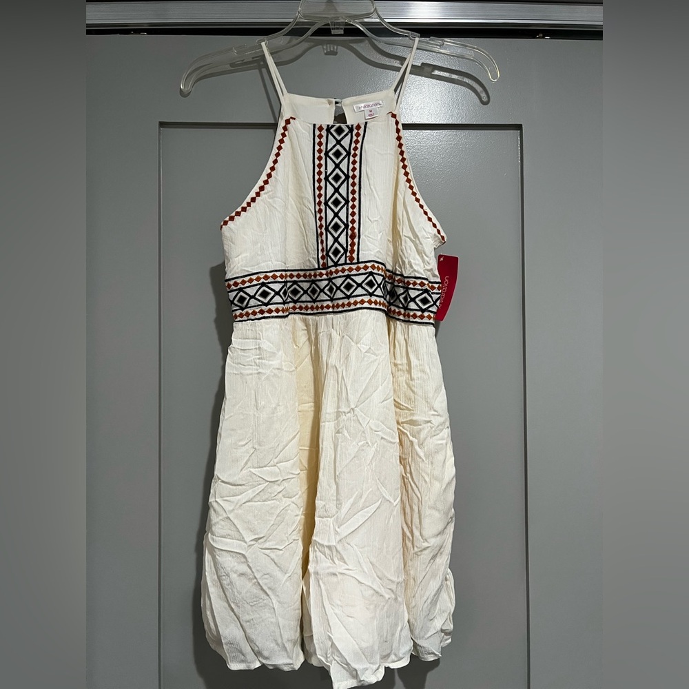 Boho Cream Romper with Black and Red Embroidery